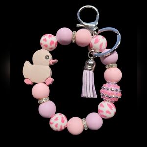 Pink and Purple Duck Keychain Bracelet